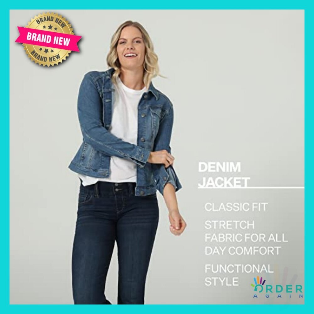 Classic Denim Jacket Stretch Aviator Style Lightweight Versatile Chic - Picture 6 of 7